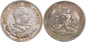 Medaillen Deutschland: Sachsen, Albert 1873-1902: Silbermedaille 1889, Stempel von Barduleck, auf die 800 jahrfeier des hauses Wettin, Barduleck 119, ...