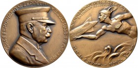 Medaillen Deutschland: Zeppelin: Bronzemedaille 1924 von Mayer & Wilhelm, Stuttgart, auf die Amerikafahrt des LZ 126, 59,6 mm, 85,07 g, Bernd Kaiser, ...
