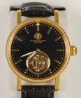 Uhren: Herrenarmbanduhr von Constantin Durmont (GDBK-D, Tourbillon), Goldplated, Saphire Crystal, Lederarmband, Swiss Made, in Box, Neuware.
 [taxed ...