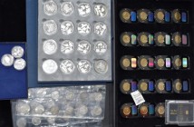 Alle Welt: Gemischte Sammlung bestehend aus Kleinsilber-Münzen des Kaiserreichs, Drittes Reich 5 + 2 Reichsmark, einige Silbermedaillen, 2-Euro Gedenk...