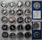 Alle Welt: OLYMPIADE: Sammlung 23 Sondermünzen Sommer- und Winter- Olympische Spiele der 90er Jahre, in Spezialbox zweilagig, dabei einige bessere u.a...