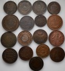 Alle Welt: Lot 17 Kupfermünzen aus dem 19. Jhd., dabei: Haiti, Faustin 6 1/4 centimes 1850, East India Company Half Anna 1835, Essequero + Demarary Co...