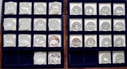 Kanada: Olympiade Montreal 1976. Augenscheinlich komplette Sammlung mit 14 x 10 Dollars und 14 x 5 Dollars Silber Gedenkmünzen in 2 Holzboxen untergeb...