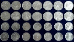 Kanada: Eine komplette Sammlung der Gedenkmünzen Olympische Spiele 1976 in Montreal. 14 x 10 CAD und 14 x 5 CAD in der Qualität stempelglanz in Dosen ...