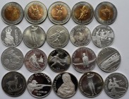 Andorra: Lot 20 Gedenkmünzen mit verschiedenen Nominalen 1 - 20 Diners, überwiegend Sport und Tiermotive. Teils aus Silber.
 [taxed under margin syst...