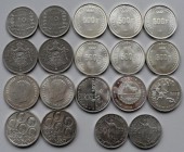 Belgien: Kleines Lot 19 belgischer Gedenkmünzen, überwiegend 500 Francs mit verschiedenen Varianten im Landesnamen: Belgique / Belgie / Belgien. Dabei...