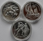 Estland: Lot 3 Münzen: 10 Krooni 1992 Schwalbe + Olympiade sowie 100 Krooni 1996 Olympiade. Teils angelaufen, Polierte Platte.
 [taxed under margin s...
