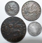 Griechenland: Ionische Inseln: Lot 4 Münzen, dabei: 1 Lepton 1857 (KM# 34), 2 Lepta 1819 (KM#31), 1 Obol 1819 (KM#31), 30 Lepta 1857 (KM# 35).
 [taxe...