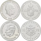 Liechtenstein: Lot 4 Stück, 10 Franken 1988, 1990, 2006, alle Polierte Platte sowie eine Nachprägung des seltenen Vereinstaler 1862.
 [taxed under ma...