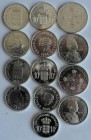 Monaco: Lot 13 Münzen aus Monaco, dabei 4 x 10 Franc 1966 100 Jahre Monte Carlo (KM# 146), 5 x 10. Hochzeitstag Rainier + Grace Kelly, 4 x 50 Francs 1...