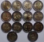 San Marino: Sammlung 14 x 2 Euro Gedenkmünzen 2004-2015, lose - ohne Blister. Die Sammlung beinhaltet folgende Motive: Borghesi, Jahr der Physik, Colu...