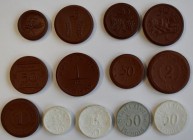 Deutschland: Lot 13 Porzellanmünzen: Münsterberg (Schles.), Growartenberg, Föhr, Meißen, Sachsen, gotha.
 [taxed under margin system]