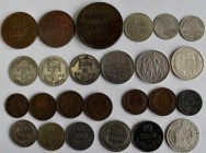 Haus Habsburg: UNGARN: 25 diverse Kleinmünzen des 19. Jhd. lautend auf Krajczar, Korona und Filler aus den Prägemaschinen in Kremnitz.
 [taxed under ...