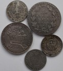 Preußen: Lot 5 Silbermünzen Preußen: Reichstaler 1814, Krönungstaler 1861 und 3 Silber Kleinmünzen.
 [taxed under margin system]