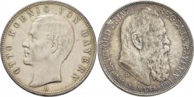 Umlaufmünzen 2 Mark bis 5 Mark: Lot mit 26 Silbermünzen des Deutschen Kaiserreichs: Baden 3 Mark 1910, Bayern 5 Mark 1898, 1903, 3 Mark 1913, 1914, 2 ...