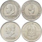 Weimarer Republik: Lot 25 Münzen,dabei 3 Mark 1924 A, 3 Reichsmark 1929 A Waldeck, 1929 E Meißen, 1929 D Schwurhand, 1930 A Walther v.d. Vogelweise, 1...