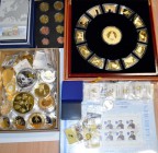Medaillen: Lot Medaillen und Europroben, überwiegend aus Abo, dabei: Holzbox Lunar Edition The Chinese Lunar Calender, Europroben aus Vatikan, eine Sc...