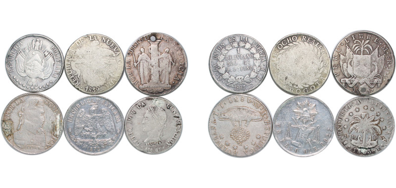 Bolivia 19th Century American Coinage (6 Lots) SOLD AS IS, NO RETURNS Silver VF