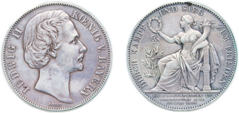 Germany Kingdom of Bavaria German states 1871 1 Vereinsthaler - Louis II ("Siege...