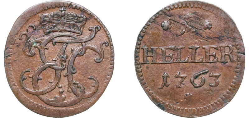 Germany Duchy of Saxe-Hildburghausen Holy Roman Empire 1763 1 Heller - Ernest Fr...