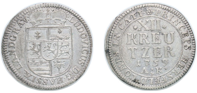 Germany Landgraviate of Hessen-Darmstadt Holy Roman Empire 1759 AK 12 Kreuzer - ...
