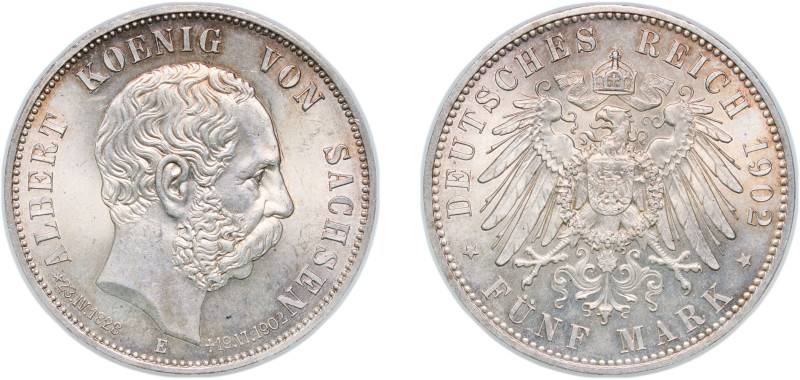 Germany Kingdom of Saxony (Albertinian Line) Second Empire 1902 E 5 Mark - Alber...
