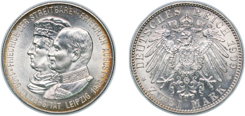 Germany Kingdom of Saxony (Albertinian Line) Second Empire 1909 E 2 Marks - Fred...