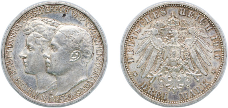 Germany Grand duchy of Saxe-Weimar-Eisenach Second Empire 1910 A 3 Mark - Willia...