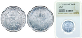 Germany Third Reich 1923 A 500 Mark Aluminium Berlin Mint (59277808) 1.67g NGC MS 65 KM 36 AKS 23 J 305 Schön DM 28