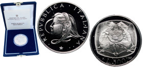 Italy Republic 1987 R 500 Lire (Year of the Family) Silver (.835) Rome Mint (85500) 11g PF KM 121