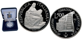 Italy Republic 1993 R 500 Lire (University of Pisa) Silver (.835) Rome Mint (9080) 15g PF KM 158