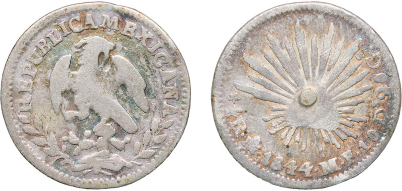 Mexico Federal Republic 1844 Mo MF ½ Real Silver (.903) Mexico City Mint 1.5g VF...