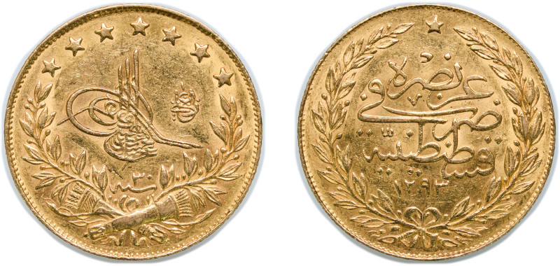 Ottoman Empire AH 1293//30 (1904) 100 Kurus - Abdülhamid II Gold (.917) Konstant...