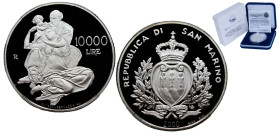 San Marino Republic 2000 R 10 000 Lire (Michelangelo, Tondo Doni) Silver (.835) Rome Mint (35000) 22g PF KM 423