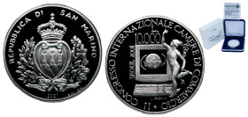 San Marino Republic 2001 R 10 000 Lire (International Chambers of Commerce Convention) Silver (.835) Rome Mint (20000) 22g PF KM 438