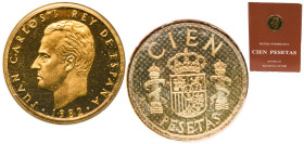 Spain Kingdom 1982 100 Pesetas - Juan Carlos I (value as "CIEN") Aluminium bronze Madrid Mint 9.25g BU KM 826