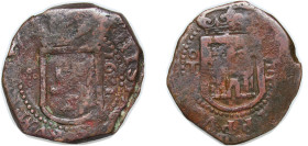 Spain Kingdom 1621 To 8 Maravedis - Felipe IV (hammered) Copper Toledo Mint 6.1g VF KM 10.8