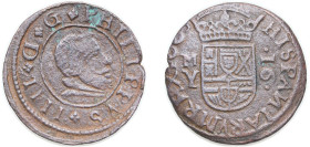 Spain Kingdom 1663 M Y 16 Maravedis - Felipe IV Copper Madrid Mint 4.7g VF KM 172.5