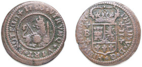 Spain Kingdom 1720 B 2 Maravedis - Felipe V Copper Barcelona Mint 4.2g VF KM 302.1