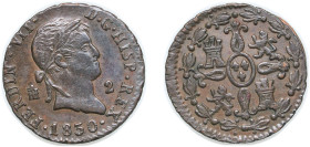 Spain Kingdom 1830 2 Maravedis - Fernando VII Copper Segovia Mint 2.3g XF KM 487