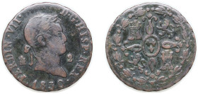 Spain Kingdom 1830 2 Maravedis - Fernando VII Copper Segovia Mint 2.37g VF KM 487.1