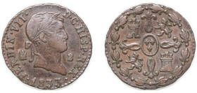 Spain Kingdom 1833 2 Maravedis - Fernando VII Copper Segovia Mint 2.42g XF KM 487.1