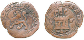 Spain Kingdom 1520 - 1566 C 2 Maravedis - In the name of Ferdinand V and Isabella I Billon (.024 silver) Cuenca Mint 3.82g VF Cal 573