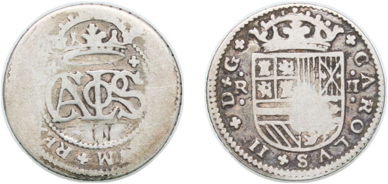 Spain Principality of Catalonia Kingdom 1707-1714 2 Reales - Carlos III (pretend...