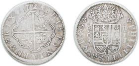 Spain Kingdom 1725 CA JJ 2 Reales - Felipe V Silver (.833) Cuenca Mint 5.01g VF KM 308