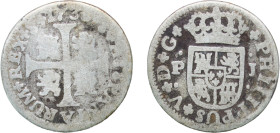 Spain Kingdom 1738 S PJ ½ Real - Felipe V (2nd type) Silver (.833) Seville Mint 1.21g VF KM 350.2