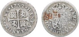 Spain Kingdom 1752 M JB ½ Real - Fernando VI Silver (.833) Madrid Mint 1.26g VF KM 370.1