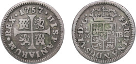 Spain Kingdom 1757 M JB ½ Real - Fernando VI Silver (.833) Madrid Mint 1.3g VF KM 370