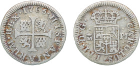 Spain Kingdom 1764 M JP ½ Real - Carlos III (cross) Silver (.833) Madrid Mint 1.42g VF KM 395.1