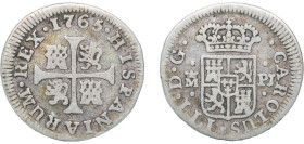Spain Kingdom 1765 M PJ ½ Real - Carlos III (cross) Silver (.833) Madrid Mint 1.38g VF KM 395.1